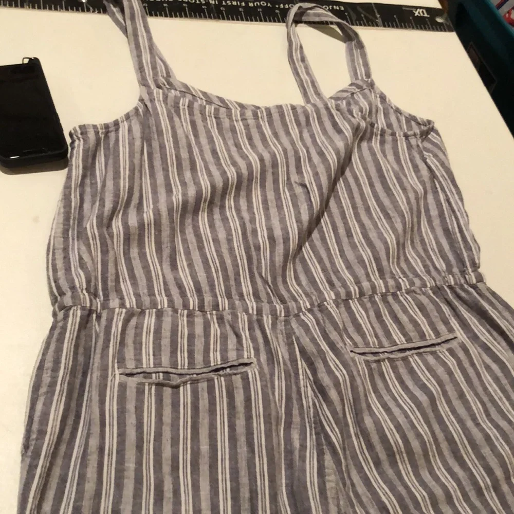 Rails size large sleeveless blue & white stripe jumpsuit with drawstring waist